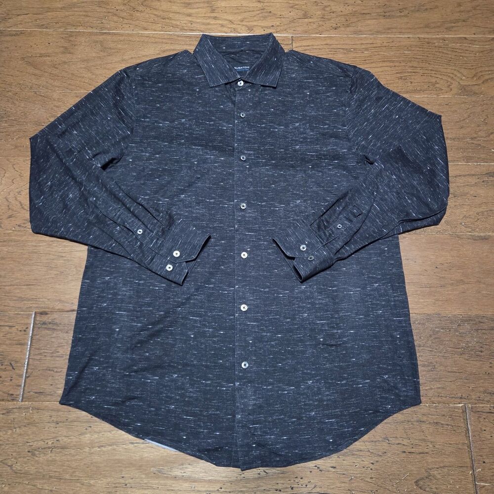 Bugatchi OoohCotton Tech 8-Way Stretch Black Gray Men’s Shirt Large